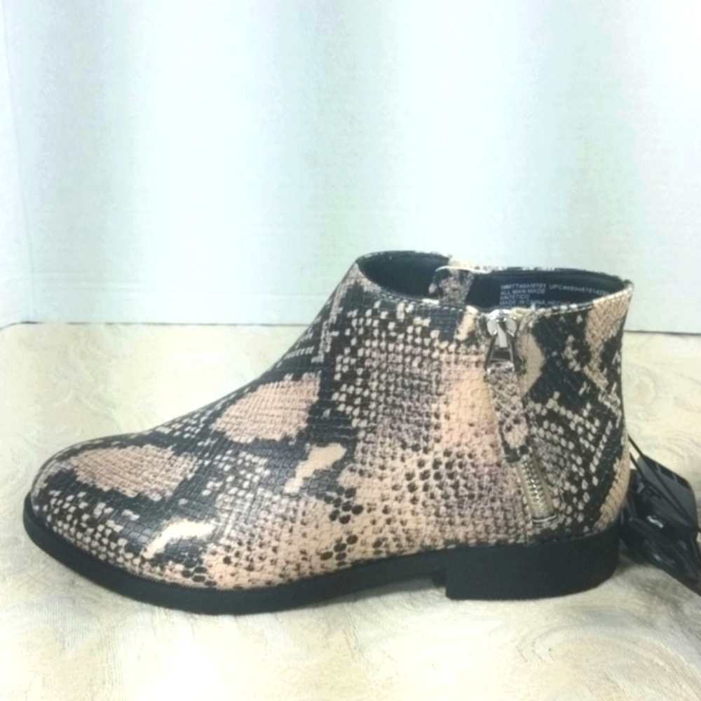 Boot bootie python snake print zip ankle NEW - Picture 4 of 6